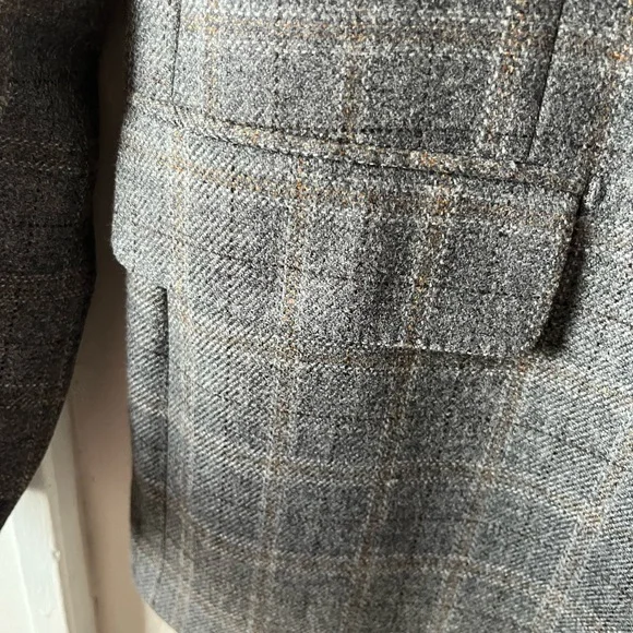 Baroni Menswear Wool 2 Button Gray Checkered Men's Blazer - Picture 8 of 16